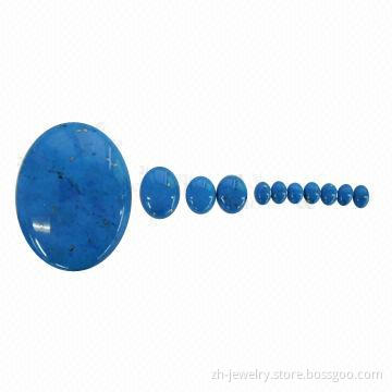 Copper Compressed Turquoise Cabochon Beads in Dark Blue